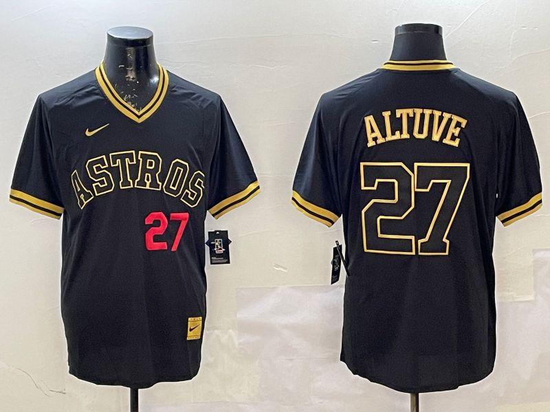 Men Houston Astros #27 Altuve Black Gold Game 2025 Nike MLB Jersey style 4->houston astros->MLB Jersey